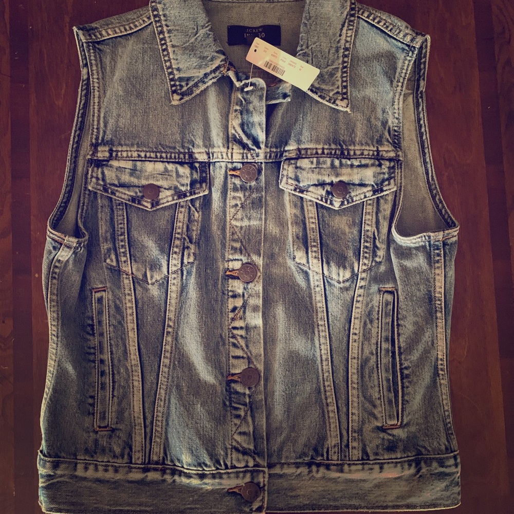 J Crew Indigo light wash denim vest medium